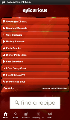 Epicurious on full screen Epicurious on full screen